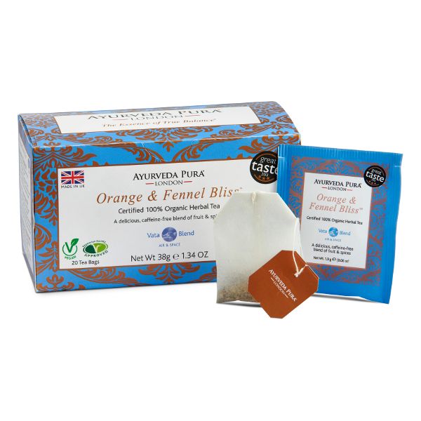 Orange & Fennel Bliss™ - 100% Certified Organic Herbal Tea - Vata Blend - Box with Tea Sachet*